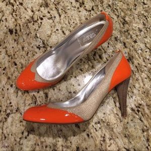 J.Crew Orange and Gold heels